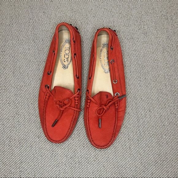 TOD’S Women’s Gommino Driving Shoes Rust Orange Size 38 - Picture 5 of 10